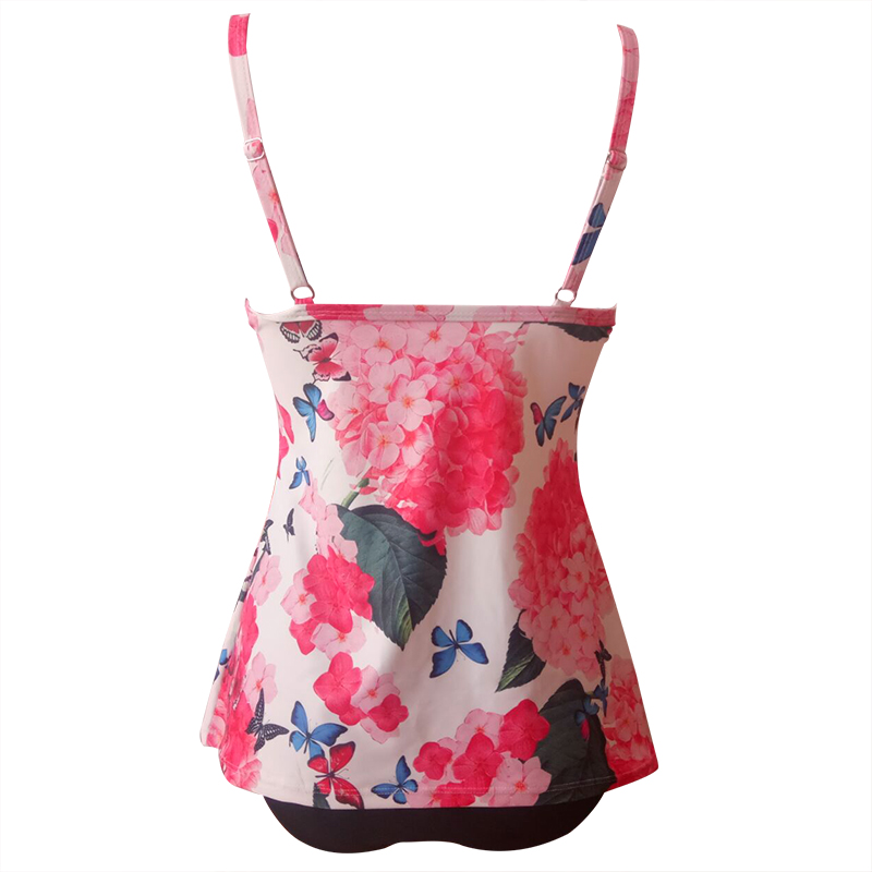 F4693 Flower Print Tankini Top Underwire Skirt Swimsuit Bathing Suit Swimsuit